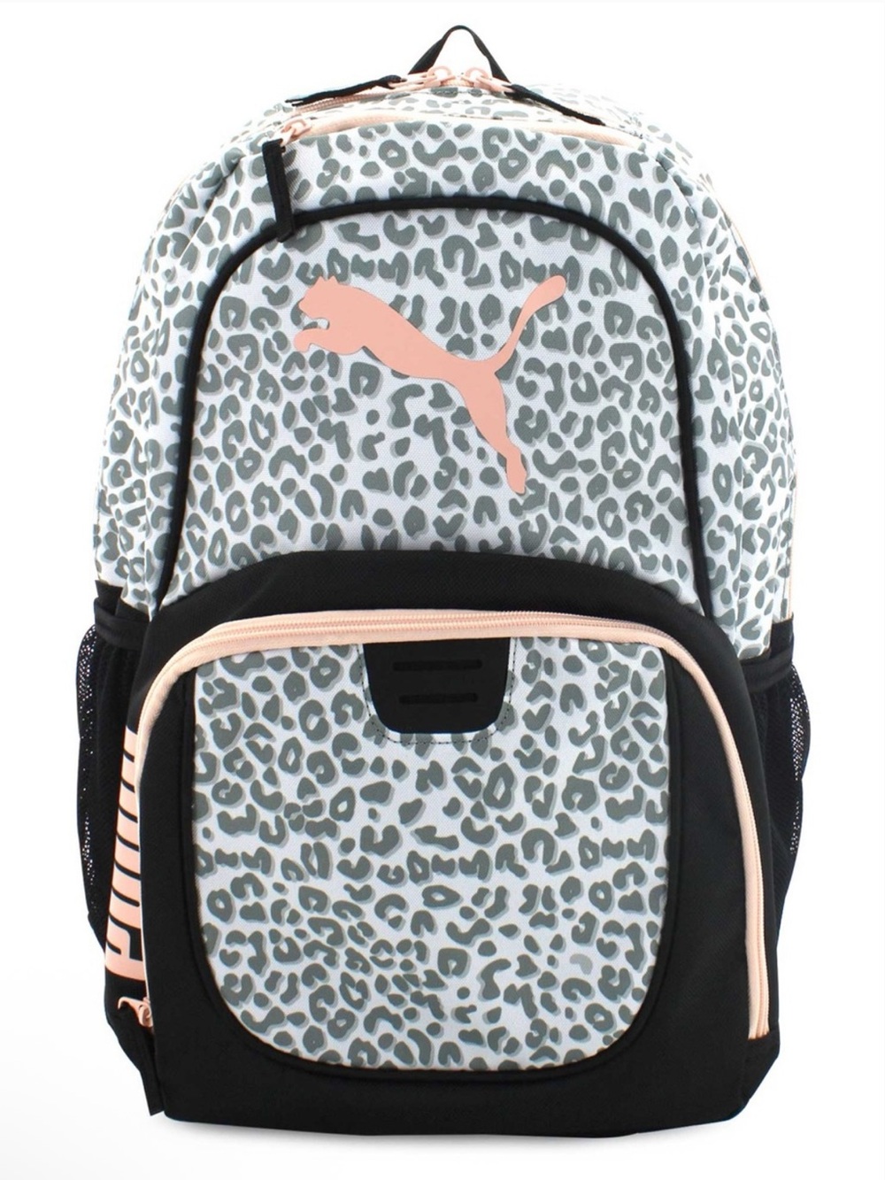 Puma Leopard-Print Backpack in Gray, Black & Pink